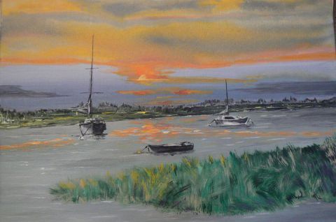 bateaux au crépuscule